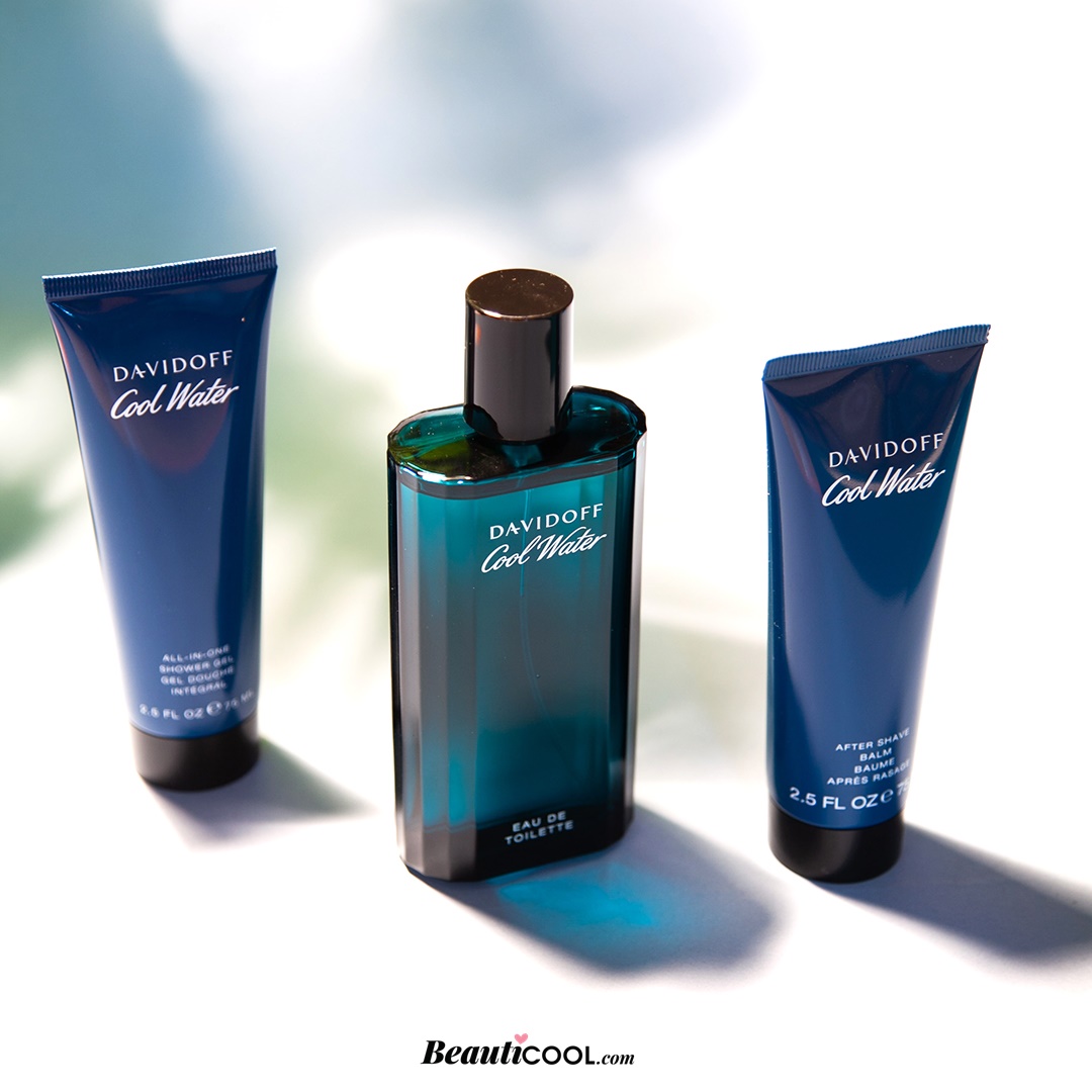 DAVIDOFF Cool Water Set 3pcs คอลเลคชั่นน้ำหอมสำหรับผู้ชายที่ได้แรงบันดาลใจจากทะเลเมดิเตอร์เรเนียน กลิ่นสะอาดสดชื่นเหมือนท้องทะเลกว้างใหญ่