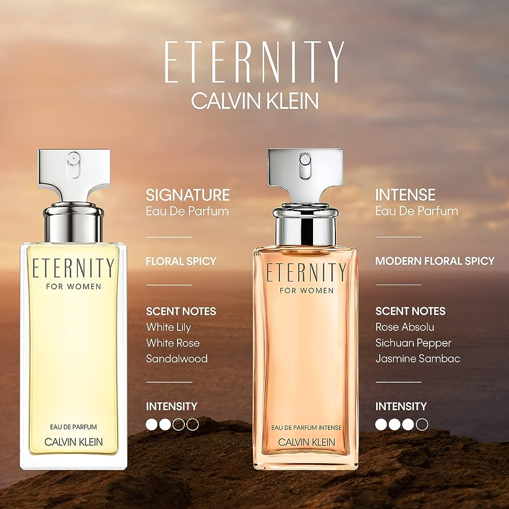 CK Eternity For Women  Intense EDP 1.2 ml ช่อดอกไม้อันเย้ายวนใจกับเครื่องเทศอันอบอุ่น กลิ่นของ Calvin Klein นี้เสกสรรความรู้สึกโรแมนติกอันเร่าร้อน